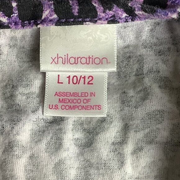 Xhilaration Girls Tiered Ruffled Top Animal Print Purple Sleeveless Size L 10/12 - Picture 4 of 14